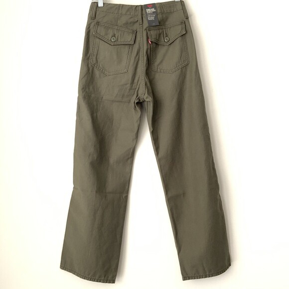 Levi’s Premium Pants Green Ribcage Straight Utility Ankle 26 - Picture 4 of 9